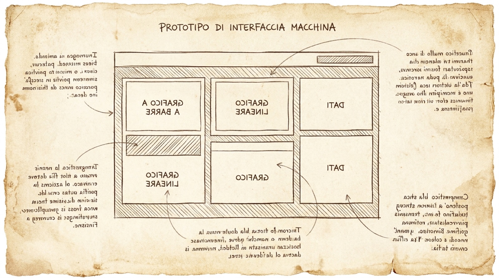 Boceto renacentista de una interfaz de software